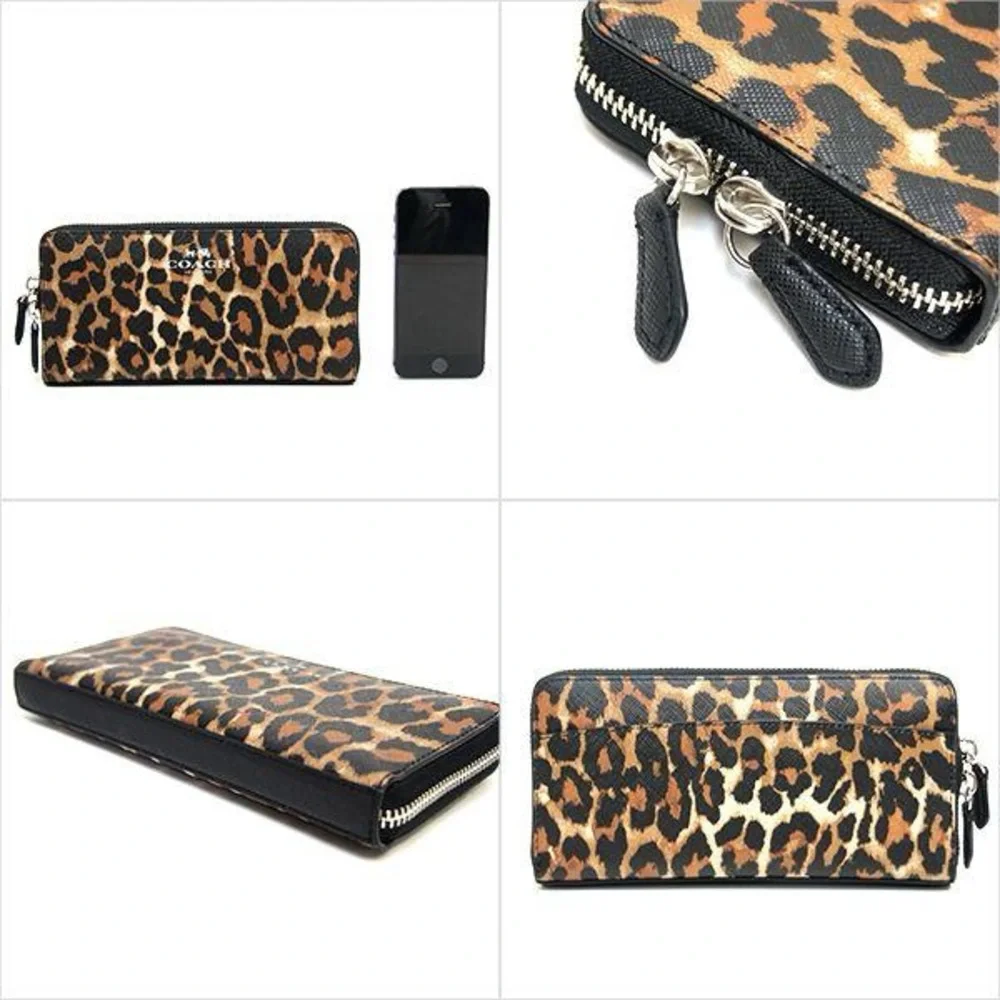 Coach Peyton Ocelot Leopard Print  Long Zip Around Wallet - Picture 9 of 11